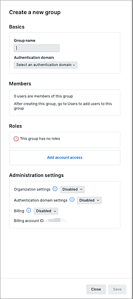 Screenshot of Creata new group